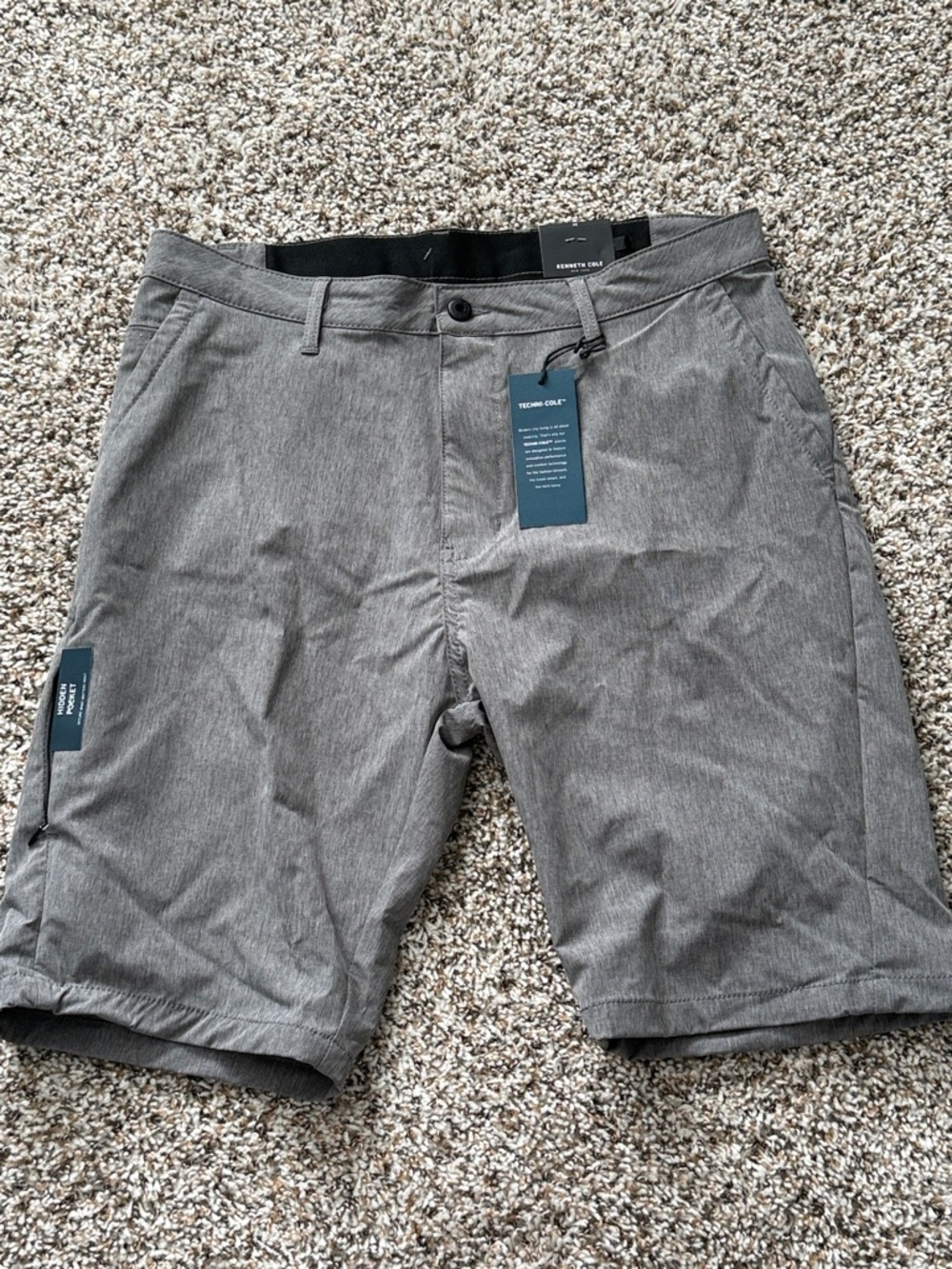 Kenneth Cole Gray Flat Front Performance Men's Shorts